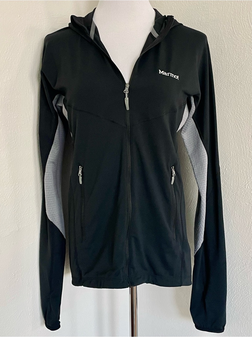 Marmot Women's Full-Zip Athletic Running Hoodie Jacket Black Gray - Size S
